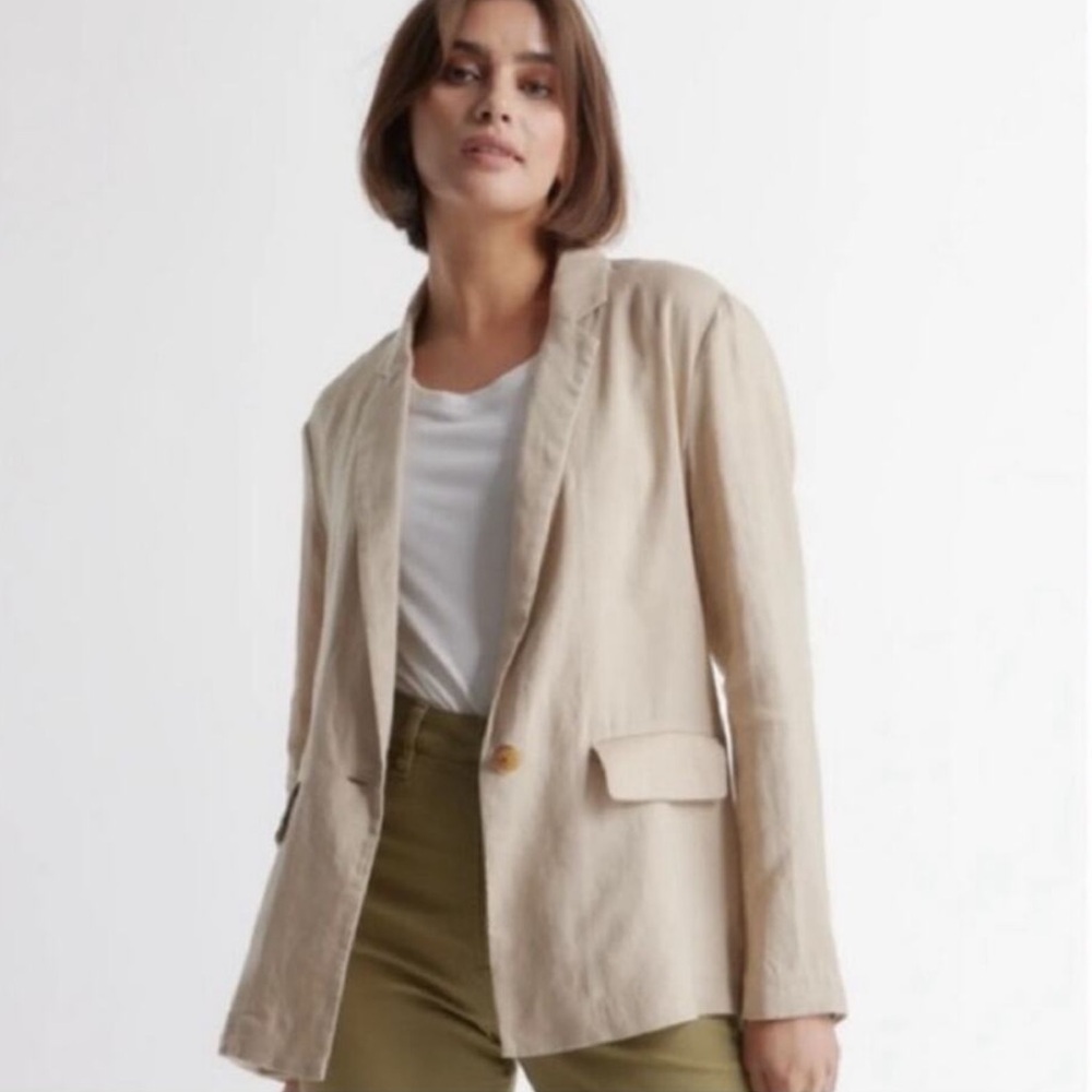 NWT Women's Beige 100% european linen blazer Sz S